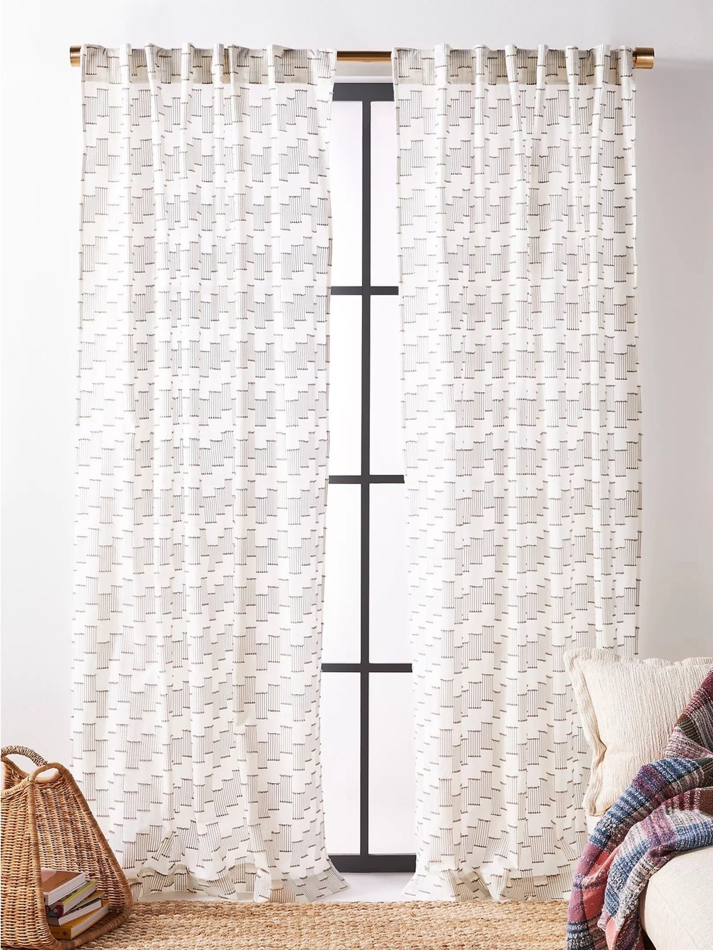 Anthropologie Sandstone Textured Woven Curtain Set of 2 50x84